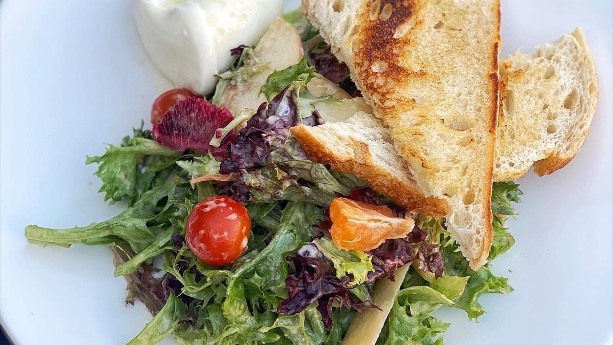 Farmer's market burrata salad.